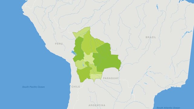 Bolivia political map zoom animation over South America 4K