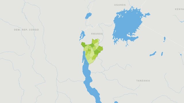 Burundi political map zoom animation over Eastern Africa 4K