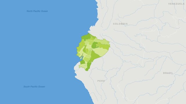 Ecuador political map zoom animation over South America 4K