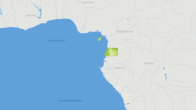 Equatorial Guinea political map zoom animation over Middle Africa 4K