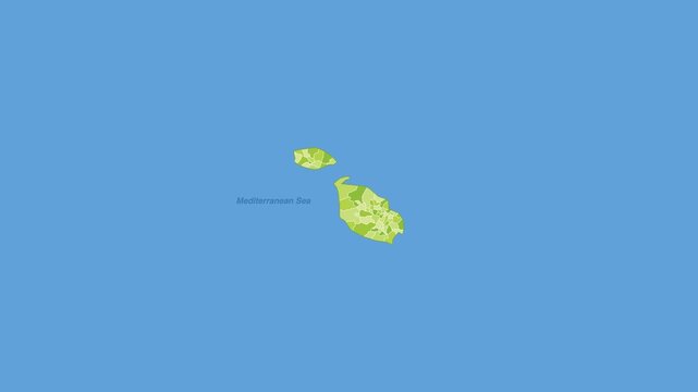 Malta political map zoom animation over Southern Europe 4K