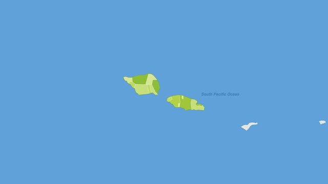 Samoa political map zoom animation over Polynesia 4K