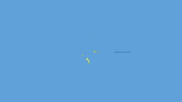 Seychelles political map zoom animation over Eastern Africa 4K