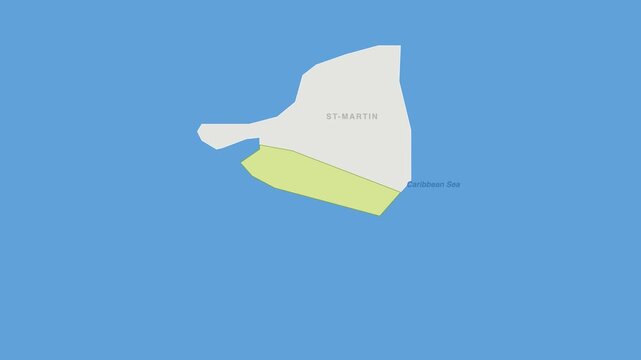 Sint Maarten political map zoom animation over Caribbean 4K