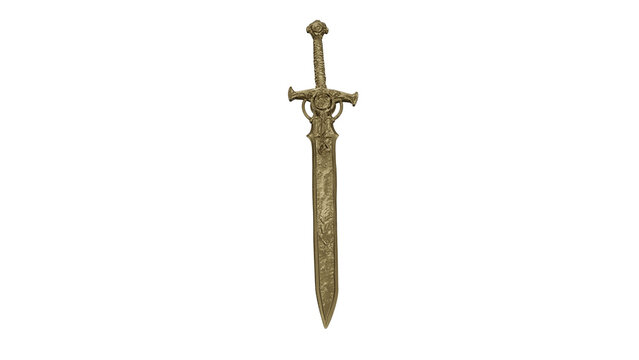 3d rendering ancient sword with detailed design and hilt