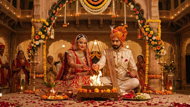 Rajasthani Bride and Groom in Royal Traditional Attire