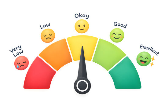 Customer Satisfaction Gauge Meter with Emoji Rating Scale