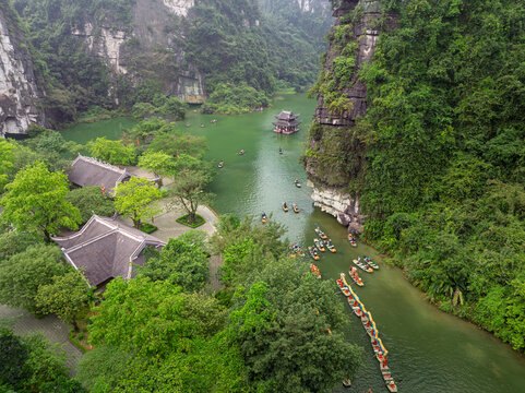 Traditional festival atmosphere in Trang An, Ninh Binh