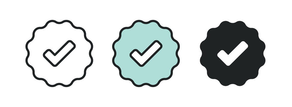 Verified line and solid icon. Multi series icon. Web minimal icon