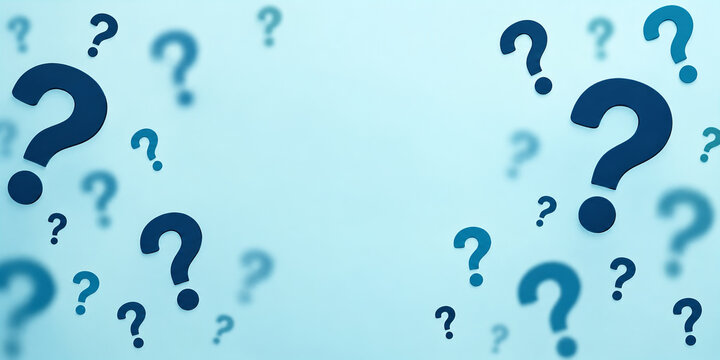 Blue Question Mark Background with Copy Space