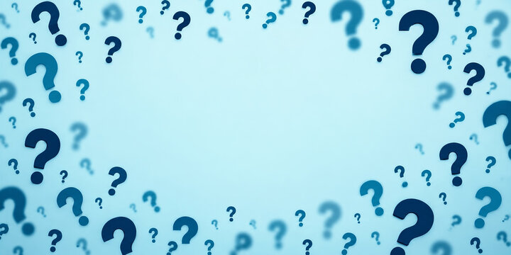 Blue Question Mark Background with Copy Space