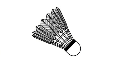 Fototapeta premium Badminton Shuttlecock Illustration - Black and White Line Art Birdie Icon for Sports Design and Graphic Projects
