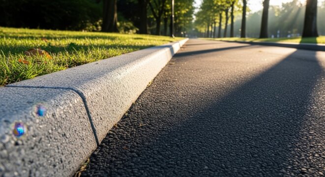 Textured Concrete Curb Along Roadway 372