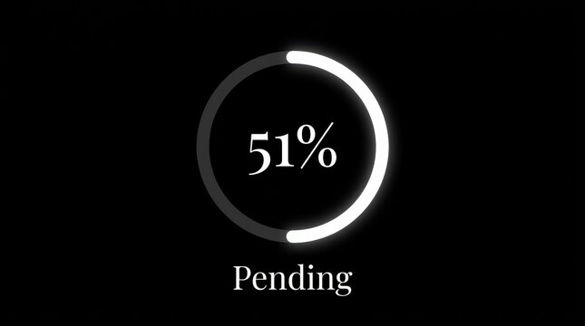 Minimalist Circular Progress Bar Showing 51 Percent Completion with Pending Status Text on Black Background