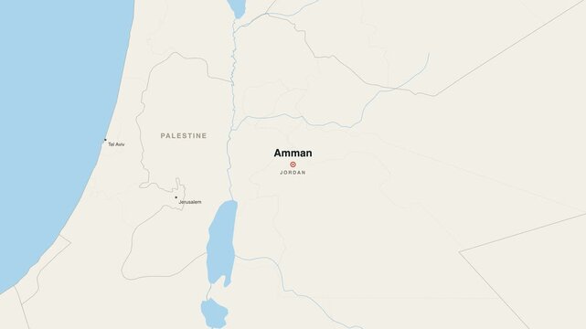 Amman Jordan city map zoom animation 4K