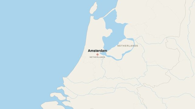 Amsterdam Netherlands city map zoom animation 4K
