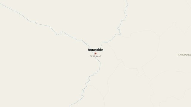 Asunci&oacute;n Paraguay city map zoom animation 4K