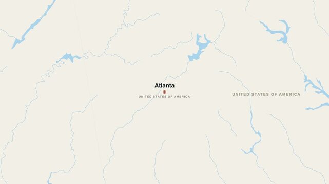 Atlanta United States Of America city map zoom animation 4K