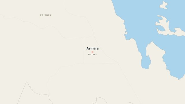 Asmara Eritrea city map zoom animation 4K