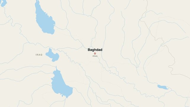 Baghdad Iraq city map zoom animation 4K