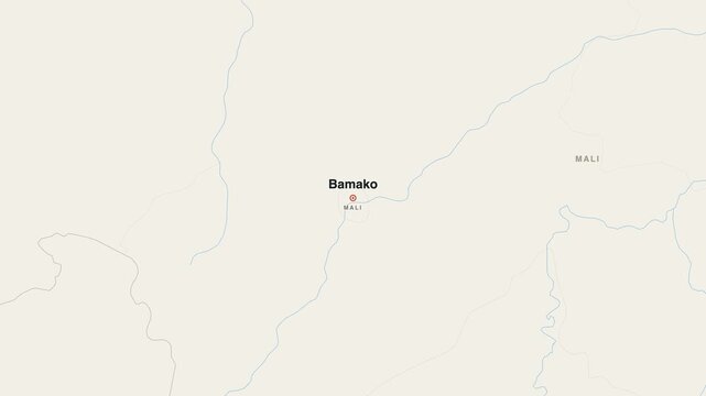 Bamako Mali city map zoom animation 4K
