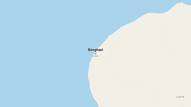 Banghazi Libya city map zoom animation 4K