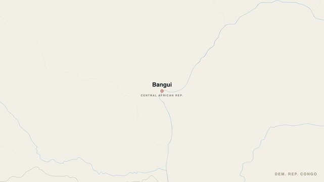 Bangui Central African Rep. city map zoom animation 4K