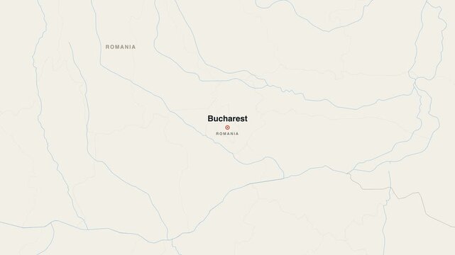 Bucharest Romania city map zoom animation 4K