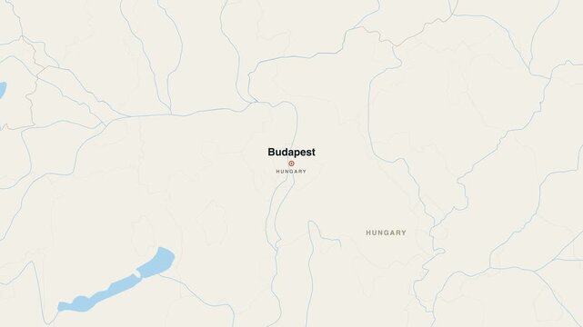 Budapest Hungary city map zoom animation 4K