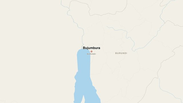 Bujumbura Burundi city map zoom animation 4K