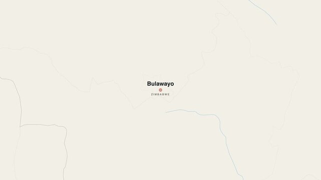 Bulawayo Zimbabwe city map zoom animation 4K