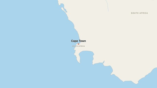 Cape Town South Africa city map zoom animation 4K