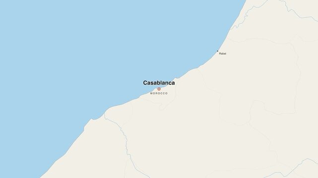 Casablanca Morocco city map zoom animation 4K