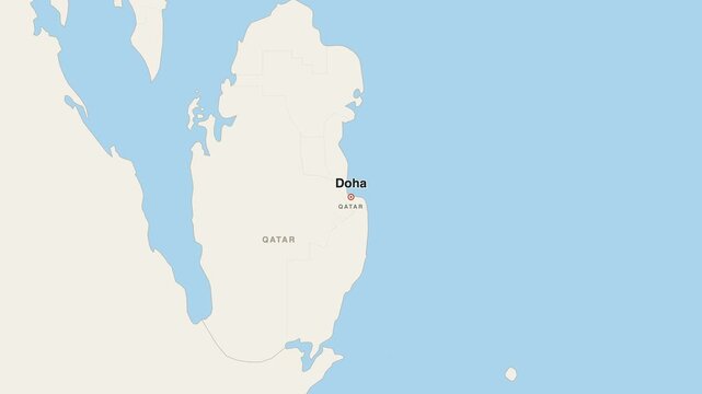 Doha Qatar city map zoom animation 4K