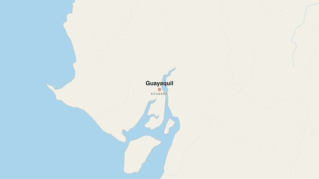 Guayaquil Ecuador city map zoom animation 4K