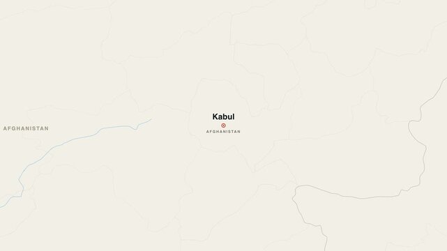 Kabul Afghanistan city map zoom animation 4K