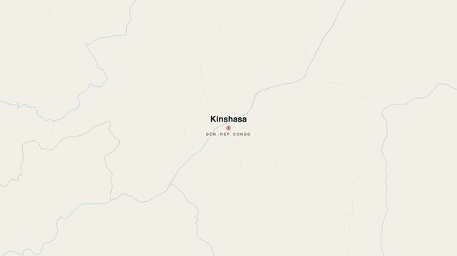 Kinshasa Dem. Rep. Congo city map zoom animation 4K