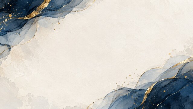 Navy Blue and Gold Abstract Watercolor Frame