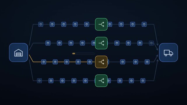 Warehouse Throughput Bottleneck and Package Flow Animation