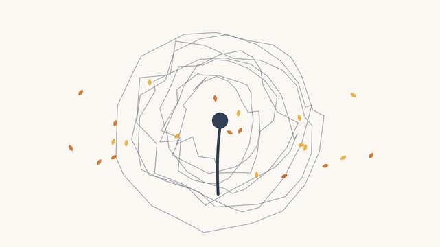 Minimalist Motion Graphics Showing Mental Clarity and Peace from Chaos with Falling Orange Leaves