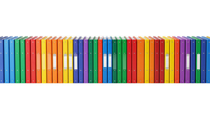 Obraz premium Office archive row of colorful ring binders. Red blue green yellow and orange folders