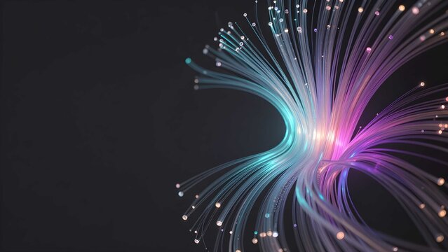 Premium blue fiber optic technology background with glass conduits