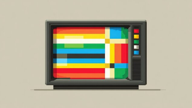 Retro TV with colorful pixelated static
