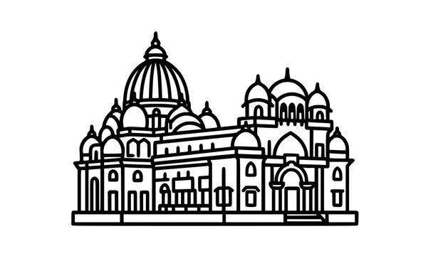 Kolkata City &ndash; Belur Math Landmark Icon Illustration