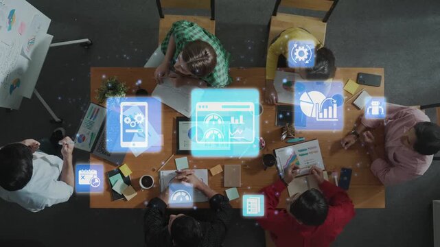 Predictive maintenance icons for industry, automation, smart factory and manufacturing showing data analysis, monitoring, robotics and system optimization with advanced maintenance solutions. Funnel