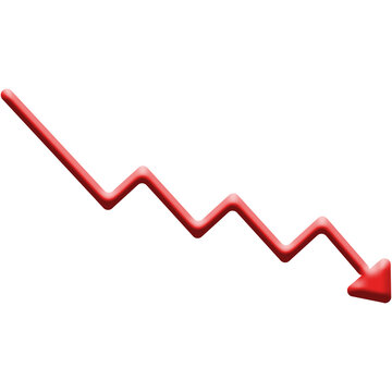 Red Zigzag Financial Decline Line Graph with Downward Arrow Vector Illustration