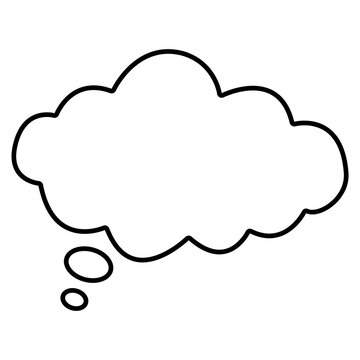 Black and white thought bubble cloud outline icon vector illustration