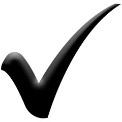 Black check mark icon vector illustration, 3D tick symbol, approved sign © Rizwan