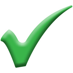 Green 3D check mark icon or validation tick symbol vector illustration © Rizwan