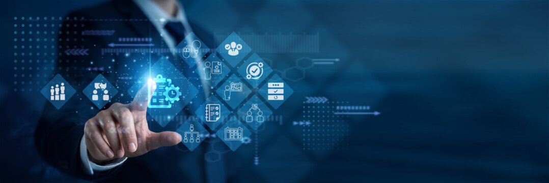 Team leader touches Project Management and collaborative network task workflows. This streamlines resource allocation, ensuring every project phase is completed efficiently and on schedule.